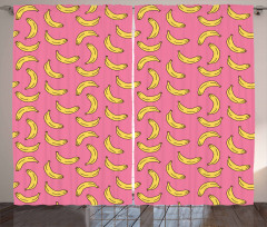 Cartoon Style Bananas Curtain