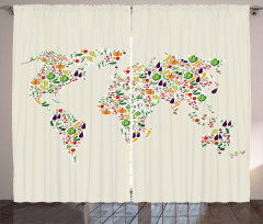 Vegetable Map of World Curtain