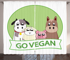 Go Vegan Slogan Animals Curtain
