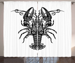 Curvy Ornament Lobster Curtain