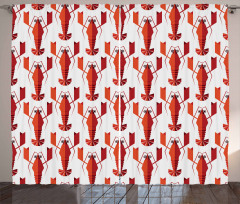 Geometric Lobsters Graphic Curtain