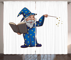 Sorcerer Man Book Spell Curtain