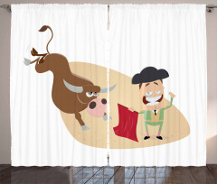 Cartoon Matador Bull Curtain