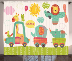 Train with Jungle Animals Curtain