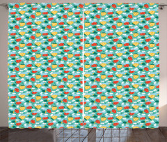 Doodle Fruit Pattern Curtain