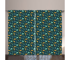 Tropical Plants Pattern Curtain