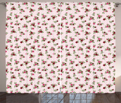 Rose Bouquet on Polka Dots Curtain