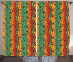Wavy Vertical Lines Retro Curtain