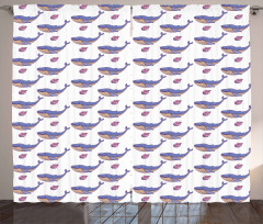 Jolly Blue Whale Seashell Curtain