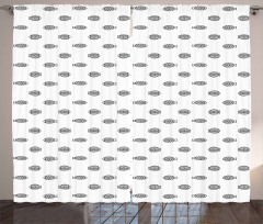 Fish Pattern with Lines Curtain