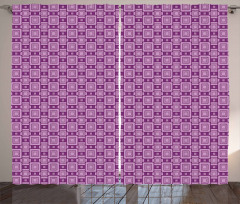 Retro Geometric Tile Curtain