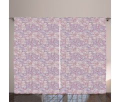 Doodle Vintage Flowers Curtain