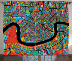 Colorful City Map Curtain