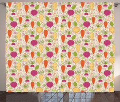 Doodle Root Vegetable Curtain