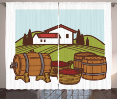 Retro Vineyard Harvest Curtain