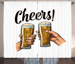 2 Hands Beer Cheers Curtain