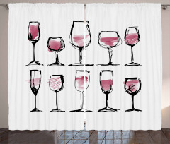 Sketch Wine Glasses Curtain