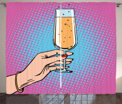 Pop Art Comic Champagne Curtain