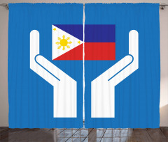 Hands Showing Flag Curtain