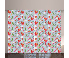 Romantic Tulip Daisy Curtain