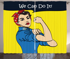 We Can Do It Woman Curtain