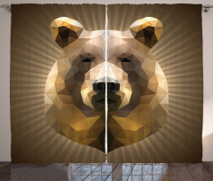 Geometric Grizzly Portrait Curtain