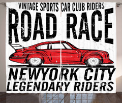 Vintage Sports Race Theme Curtain