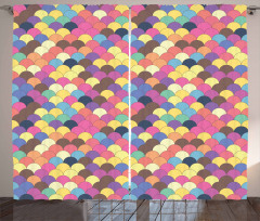 Pastel Retro Funky Grid Curtain