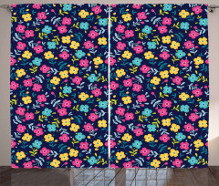 Colorful Summer Blossoms Curtain