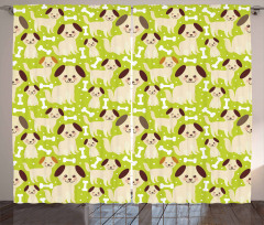 Puppies with Smiling Faces Curtain