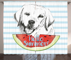 Hello Summer Words Sketch Curtain