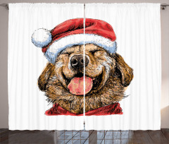 Funny Terrier Smiling Xmas Curtain