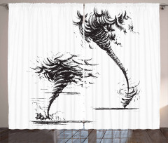 Hurricane in Sketch Style Curtain