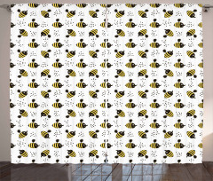 Honey Bees Childish Cartoon Curtain