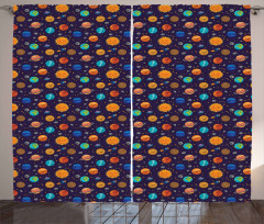 Cheerful Planets and Rockets Curtain