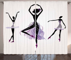 Ballerina Dancer Silhouettes Curtain