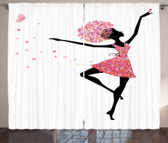 Floral Woman Dancing Curtain