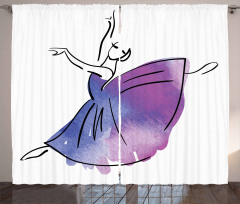 Doodle Style Ballerina Curtain
