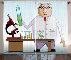 Scientist Chemist Test Tubes Curtain