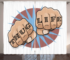 Punching Fists Comic Book Curtain