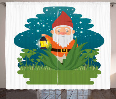 Dwarf with Lantern on Grass Curtain