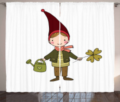 Little Elf Boy with Clover Curtain