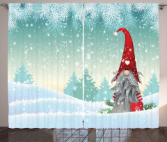 Elf Tomte Standing on Snow Curtain