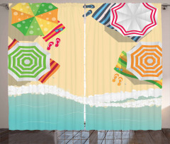 Sandy Beach Umbrellas Curtain