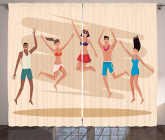 People Dance at Beach Curtain