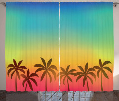 Palm Tree Tops on Island Curtain