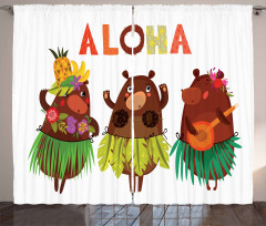 Funny Bears in Hawaii Curtain