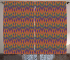 Zigzag Shape in Retro Tones Curtain