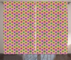 Pastel Color Ogee Shapes Tile Curtain