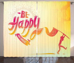 Be Happy and Smile Message Curtain